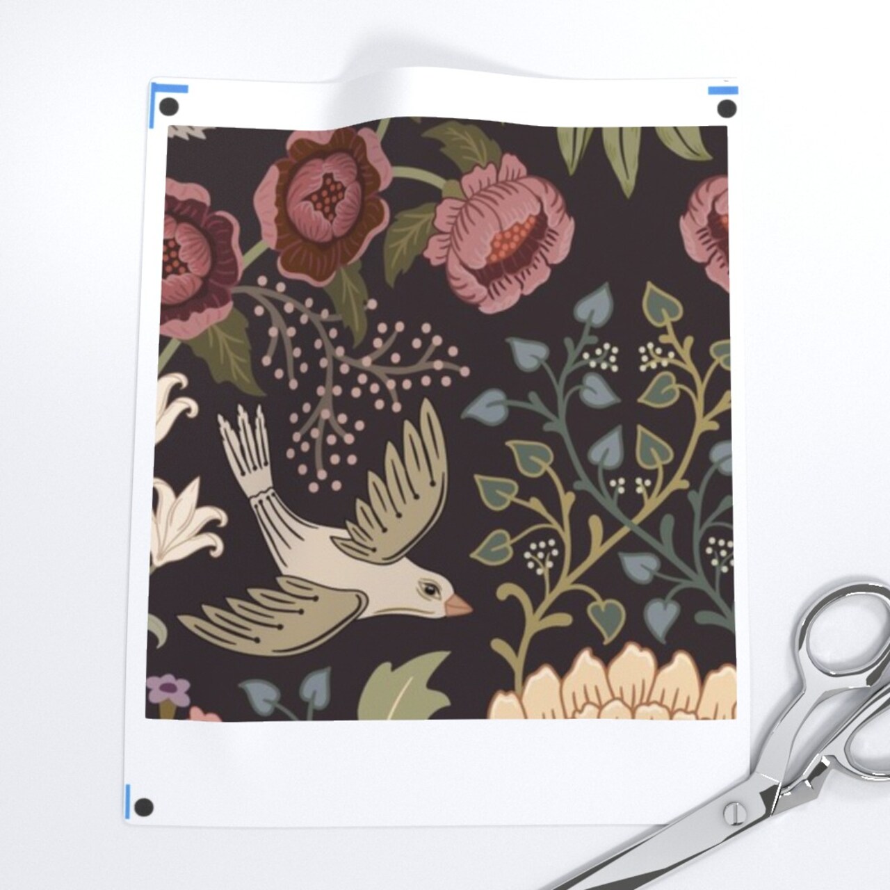 Traditional Floral Folk Art Birds Victorian Green Pinks Burgundy Extra Large Custom Removable Wallpaper by Spoonflower Peel & Stick Wallpaper 2FT Wide